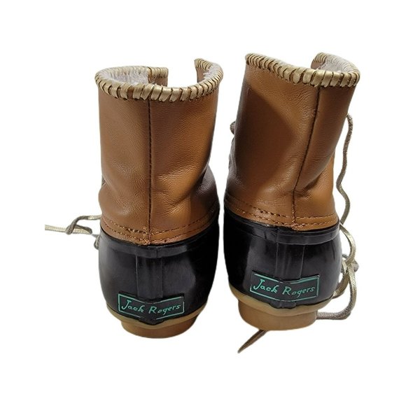 Jack Roger's  Chloe Size 9 Duck Boot Black Brown Gold Laced Fleece lined Rubber - Picture 3 of 7